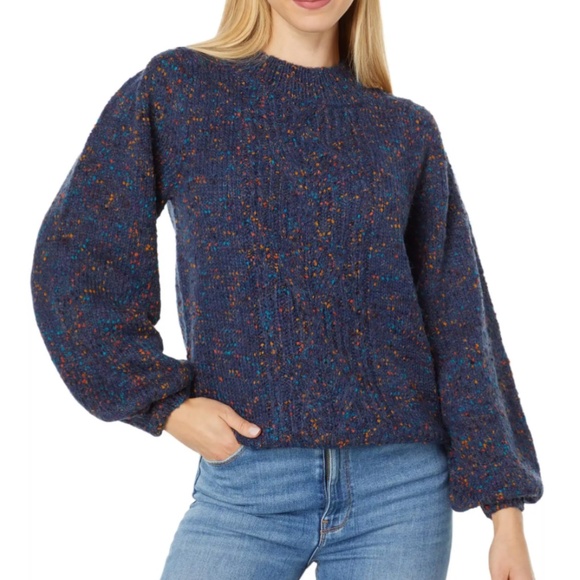 Hatley | Piper Cable Knit Pullover Sweater  Blue Confetti Multicolour   Size Med - Picture 2 of 10
